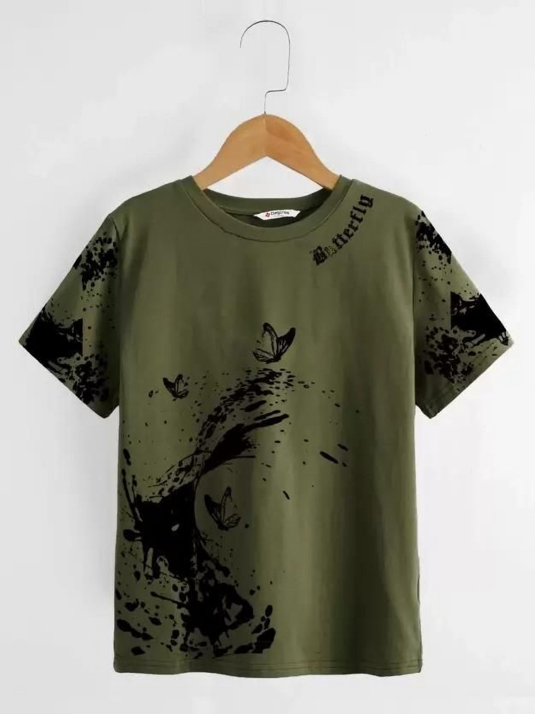 Rotaqo Boys Abstract Printed Round Neck Extended Sleeves T-shirt