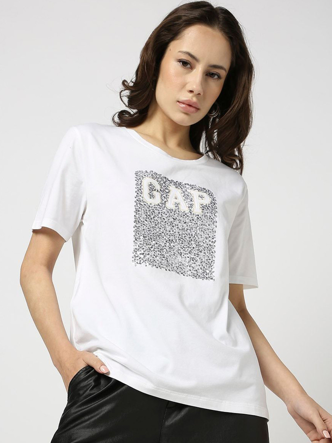 GAP Brand Logo Embellished Short Sleeves Slim-Fit T-hirt