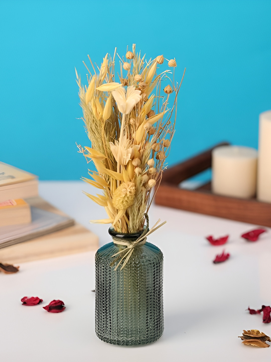 Decor de Maison Yellow & Green Sherrie Dew Floral Showpiece