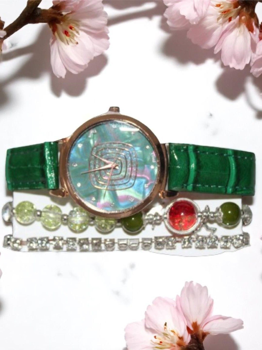 Jolly Faces Women Embellished Watch Gift Set