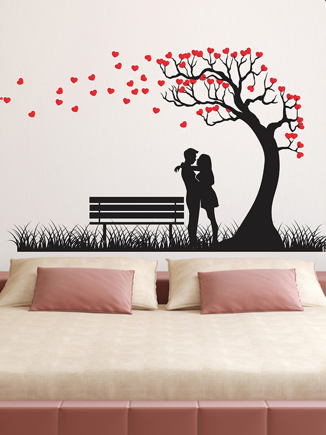 LANSTICK Black Tree With Couple Wall Sticker