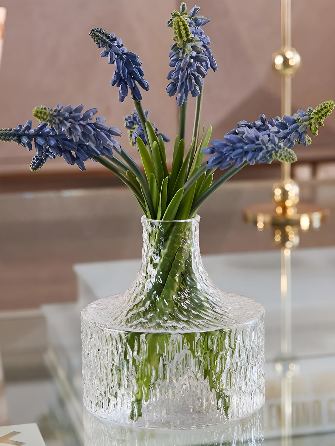 Art Street Transparent Textured Glass Flower Vase