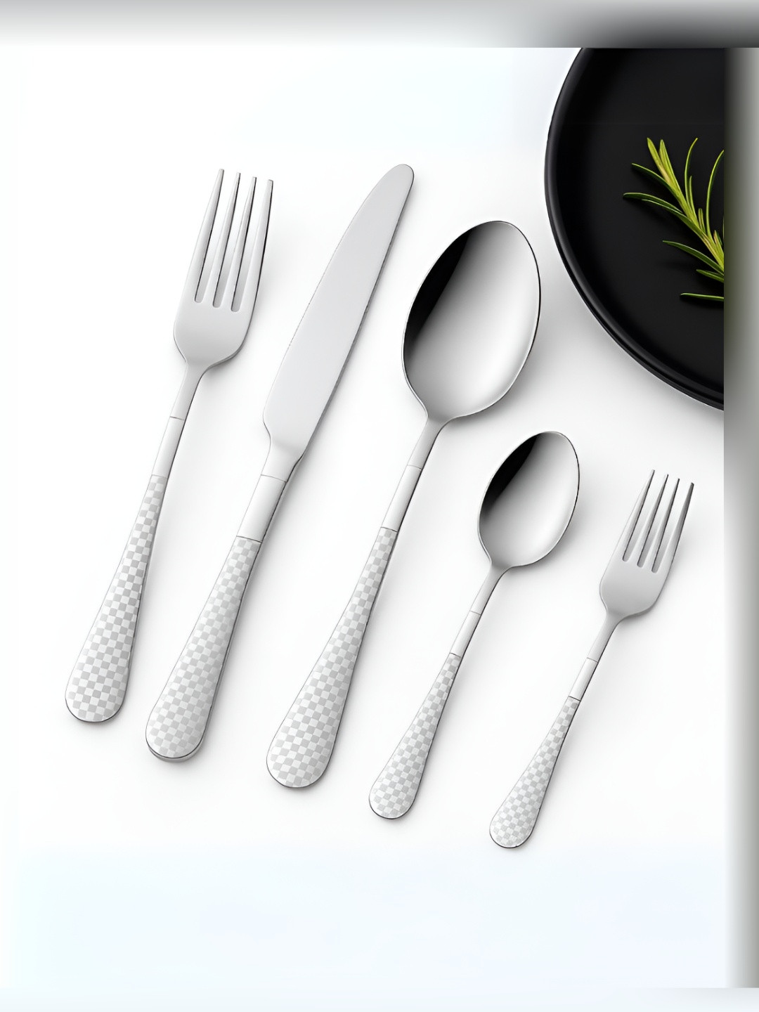 Myntra Elegant Homes 20-Pcs Silver-Toned Stainless Steel Silverware Flatware Cutlery Set