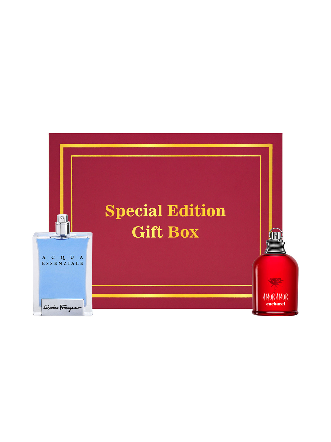 Salvatore Ferragamo Set of 2 Acqua Essenziale EDT-100ml & Cacharel Amor EDT Gift Set -50ml