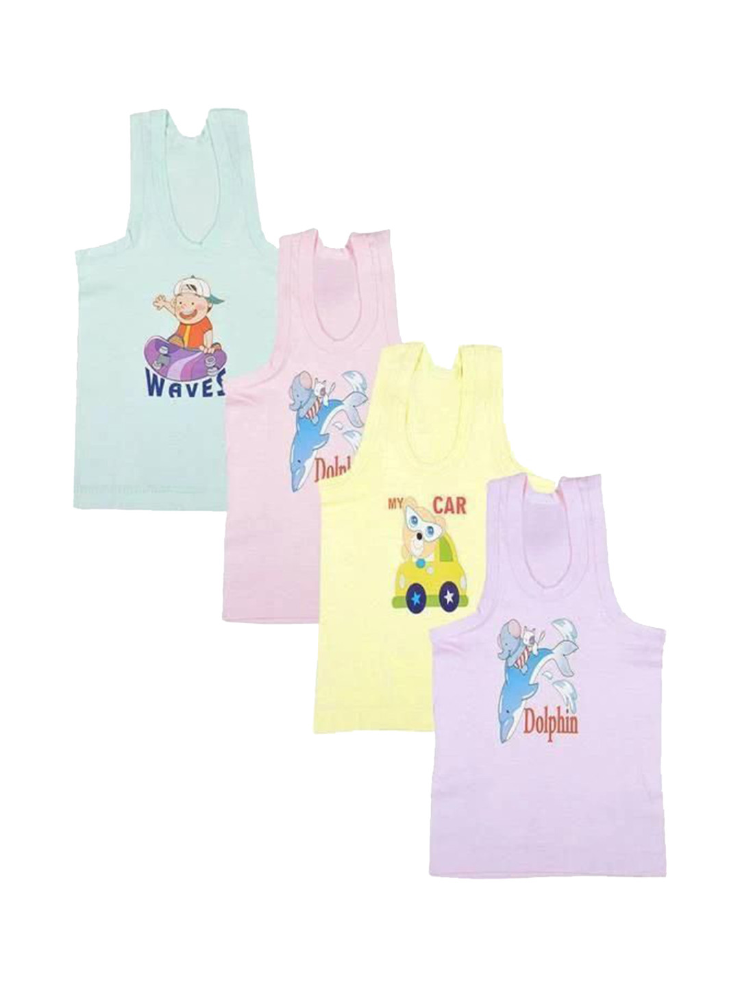 NEW TRINATH HOSIERY Boys Pack Of 4 Printed Basic Innerwear Vests SBV-01