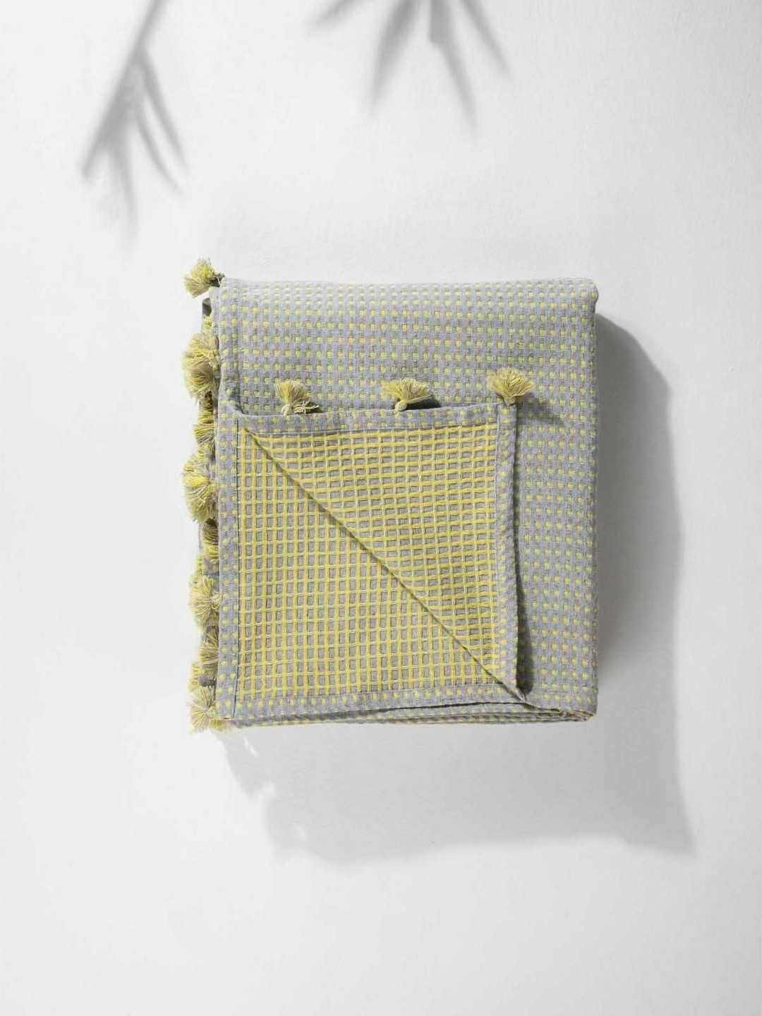 FREEDOM TREE Grey & Yellow Self-Designed DoubleBedcover