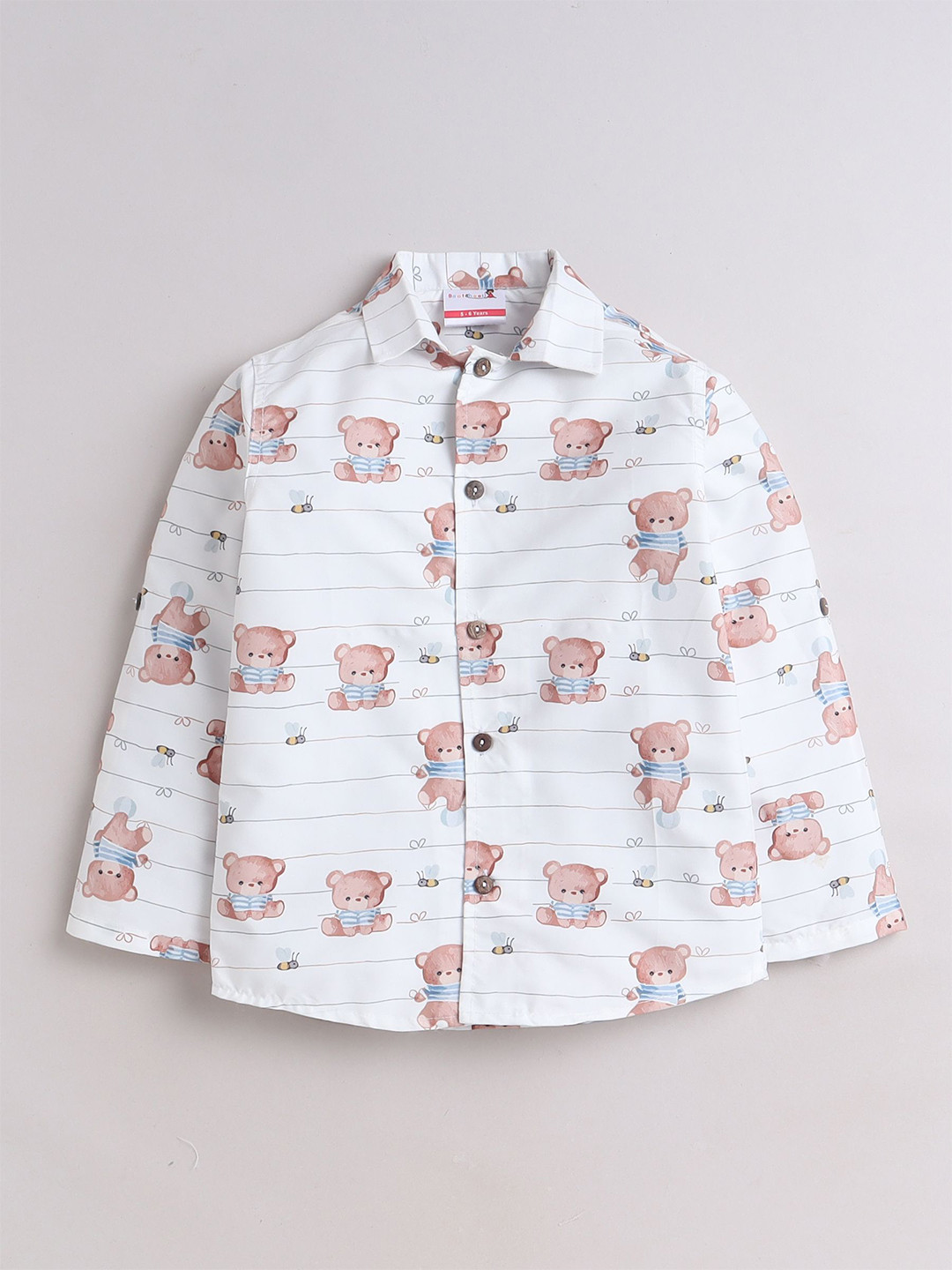 BAATCHEET Boys Comfort Bear Printed Pure Cotton Casual Shirt
