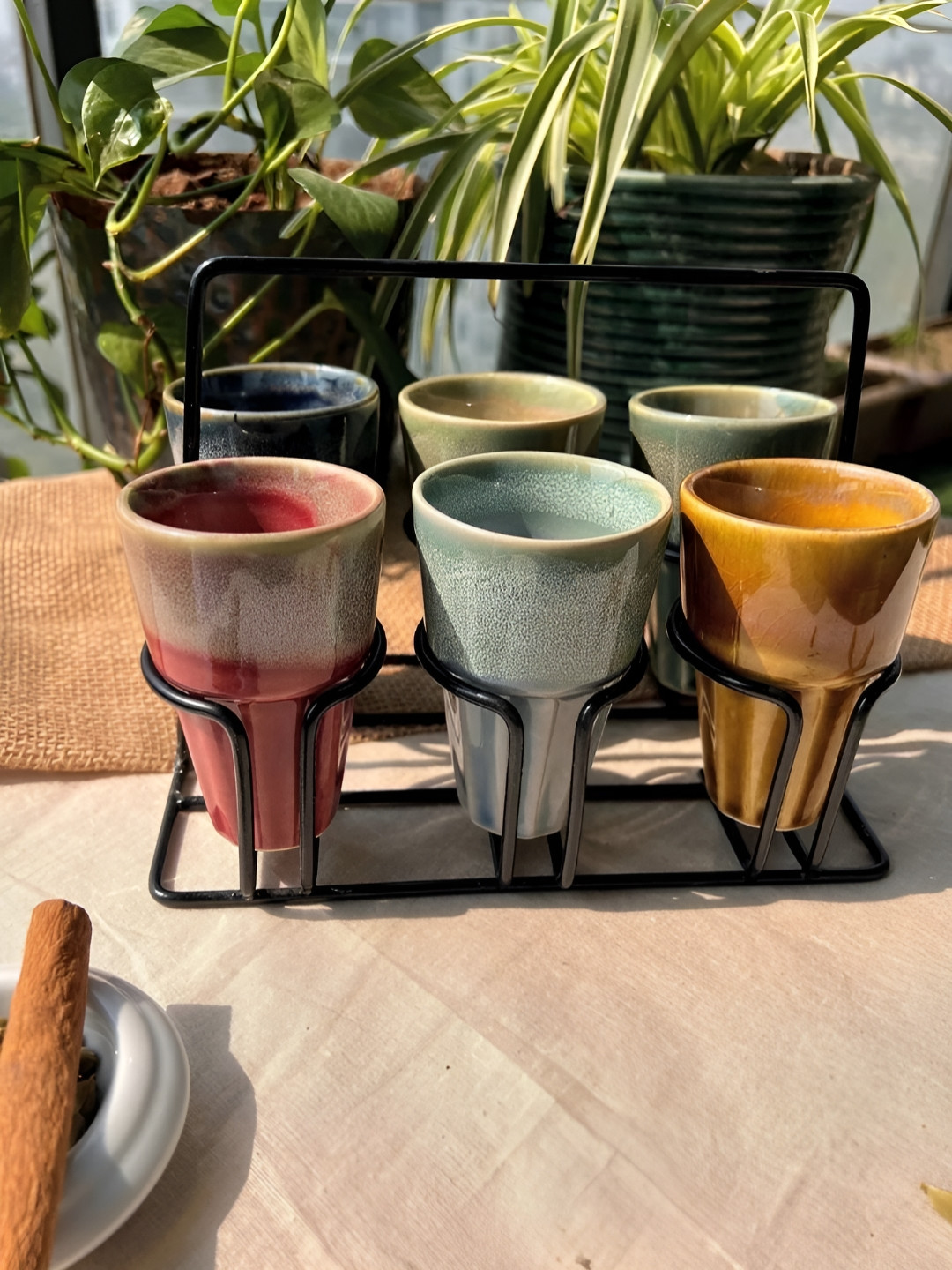 Posh Pitara Green & Red 6 Pieces Ceramic Core Mugs