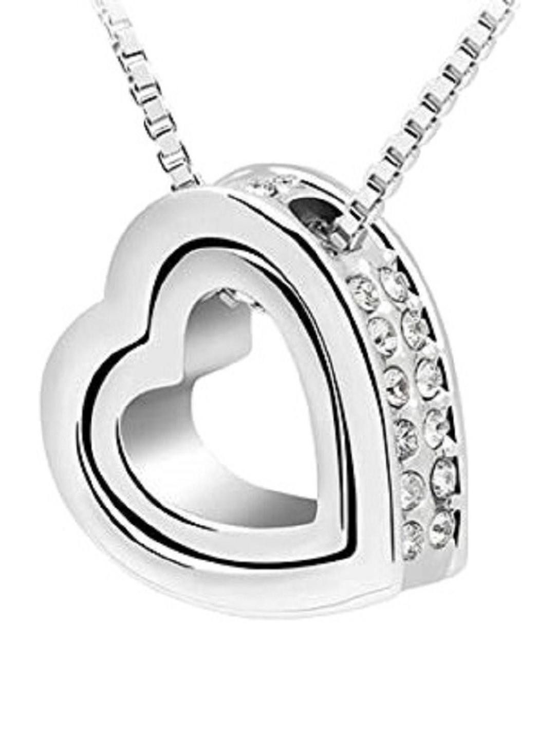 Moneekar Jewels Heart Shaped CZ Studded Pendant & Chain