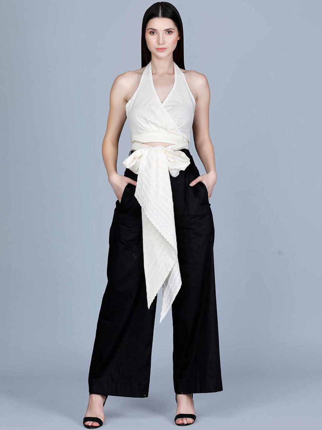 Gulabo by Abu Sandeep Women Halter Neck Sleeveless Wrap Top