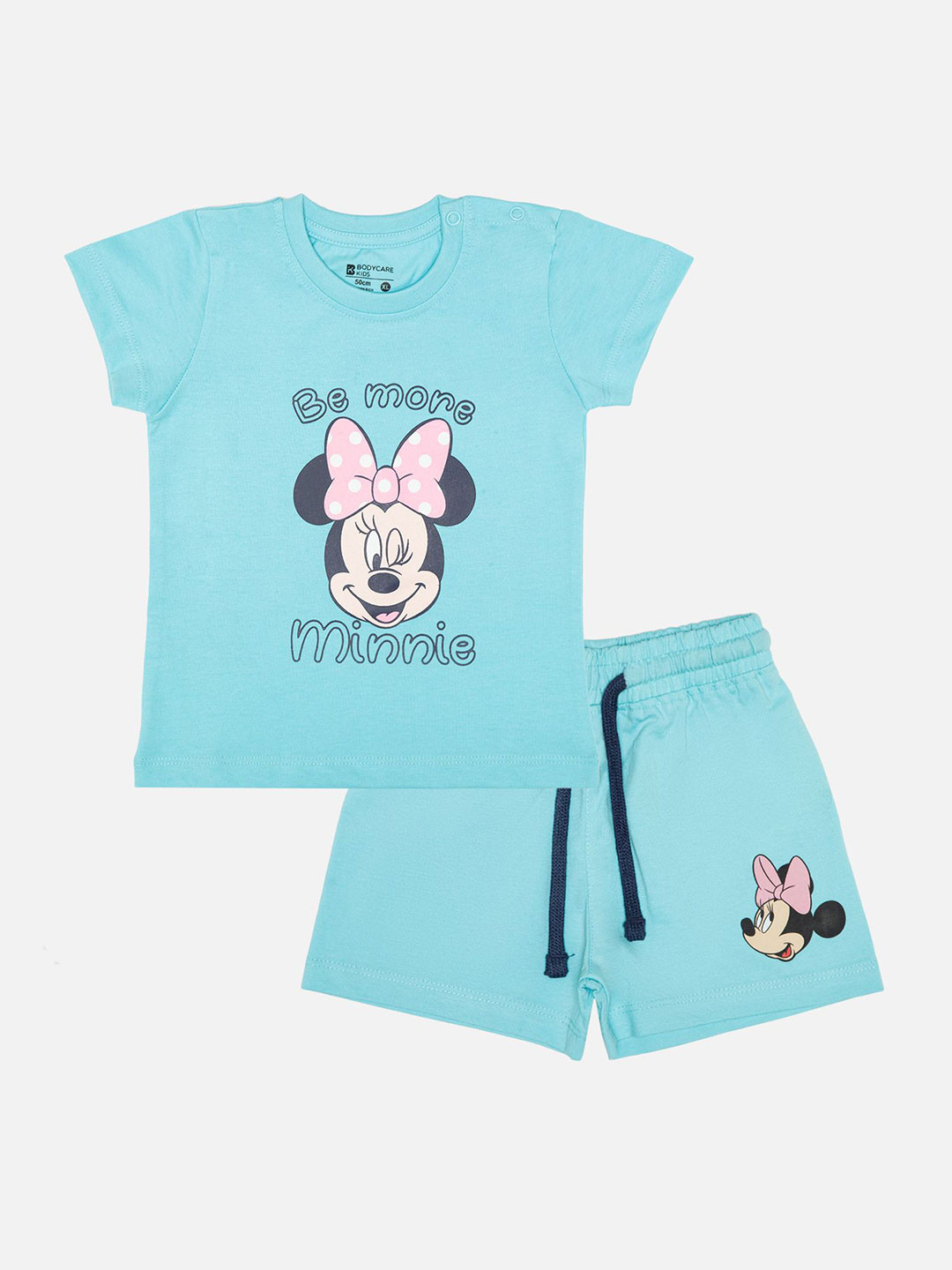 Bodycare Girls Minnie Mouse Printed Short Sleeves Pure Cotton T-shirt With Shorts