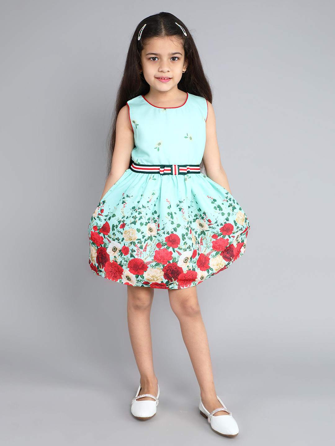 Funshine Girls Floral Printed Cotton Fit & Flare Dress