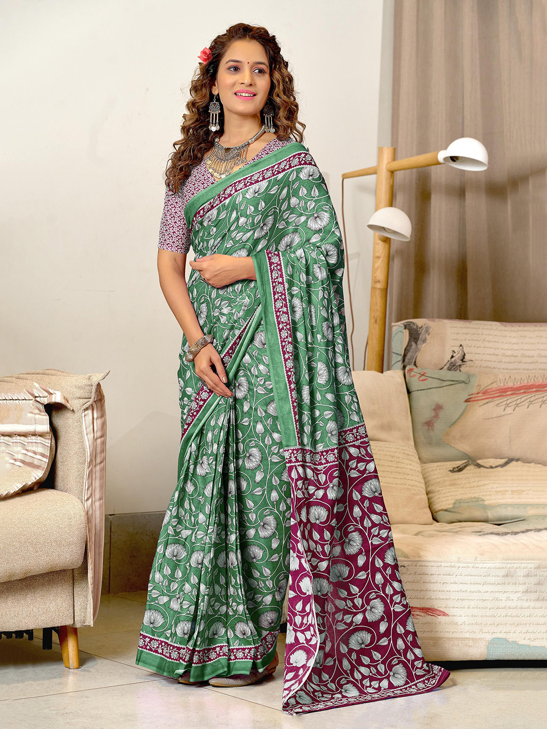 Pandadi Saree Ajrak Block Print Sarees
