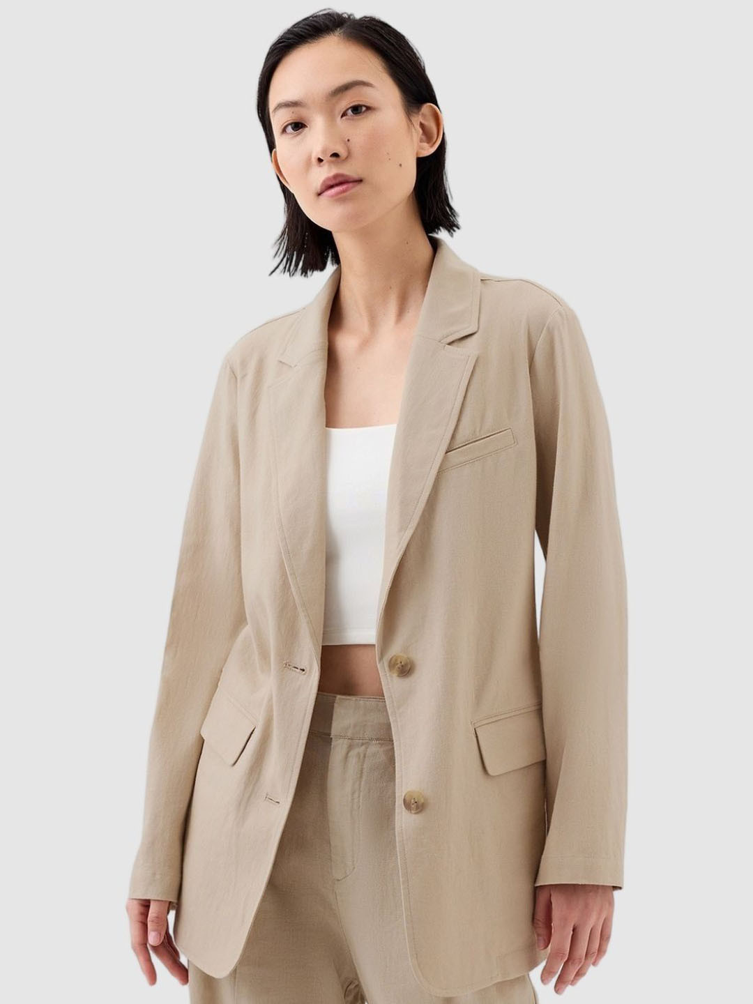 GAP Notched Lapel Single-breasted Blazer