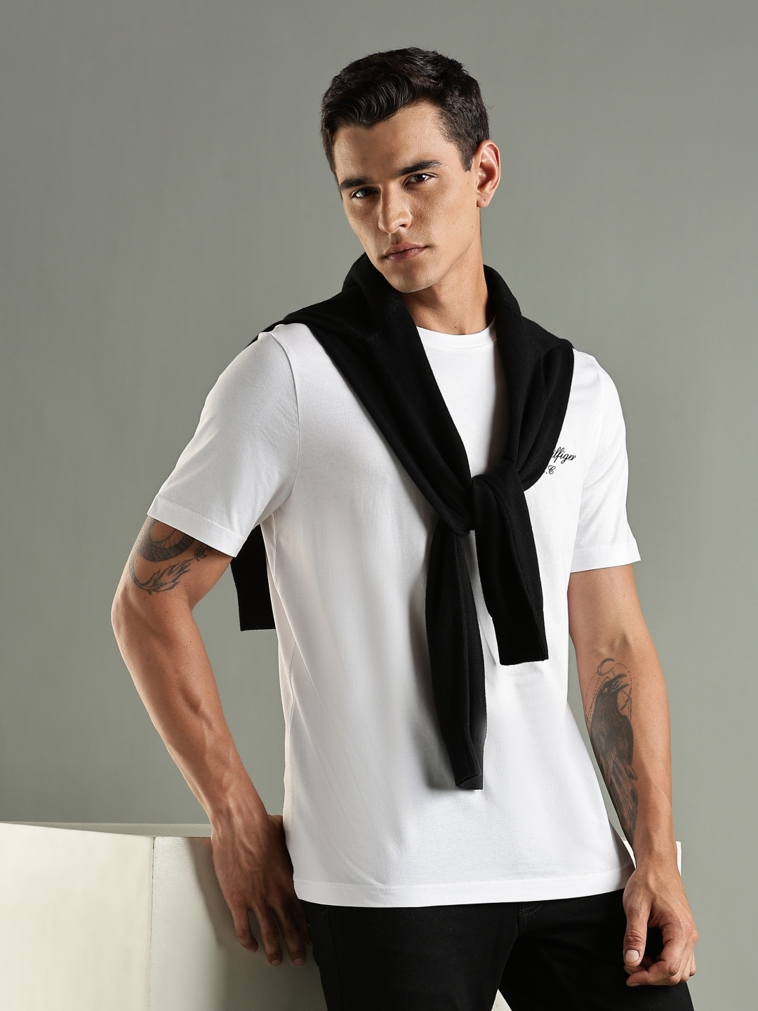 Tommy Hilfiger Europe Brand Logo Printed Round Neck Regular Fit Pure Cotton T-Shirt