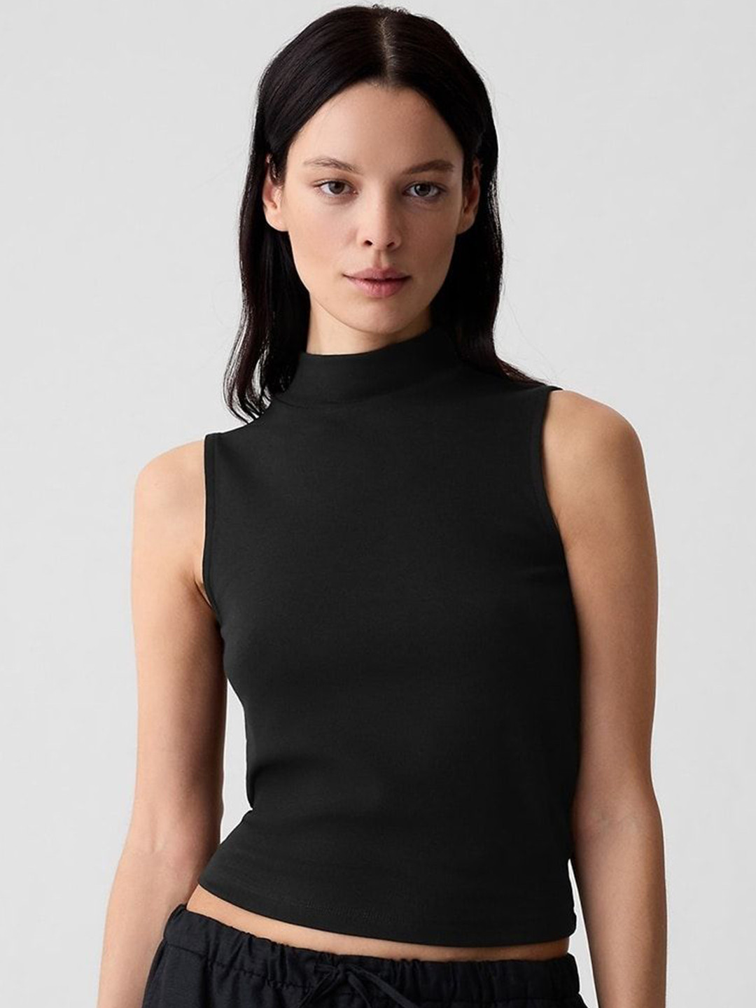 GAP Ribbed Pure Cotton Fitted Crop Top