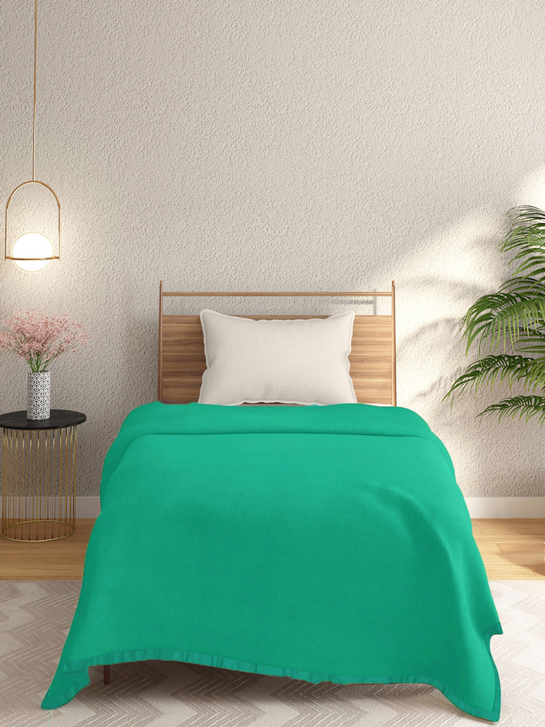 STELLAR HOME Poise Teal Green All Season 210 GSM Single Bed Blanket
