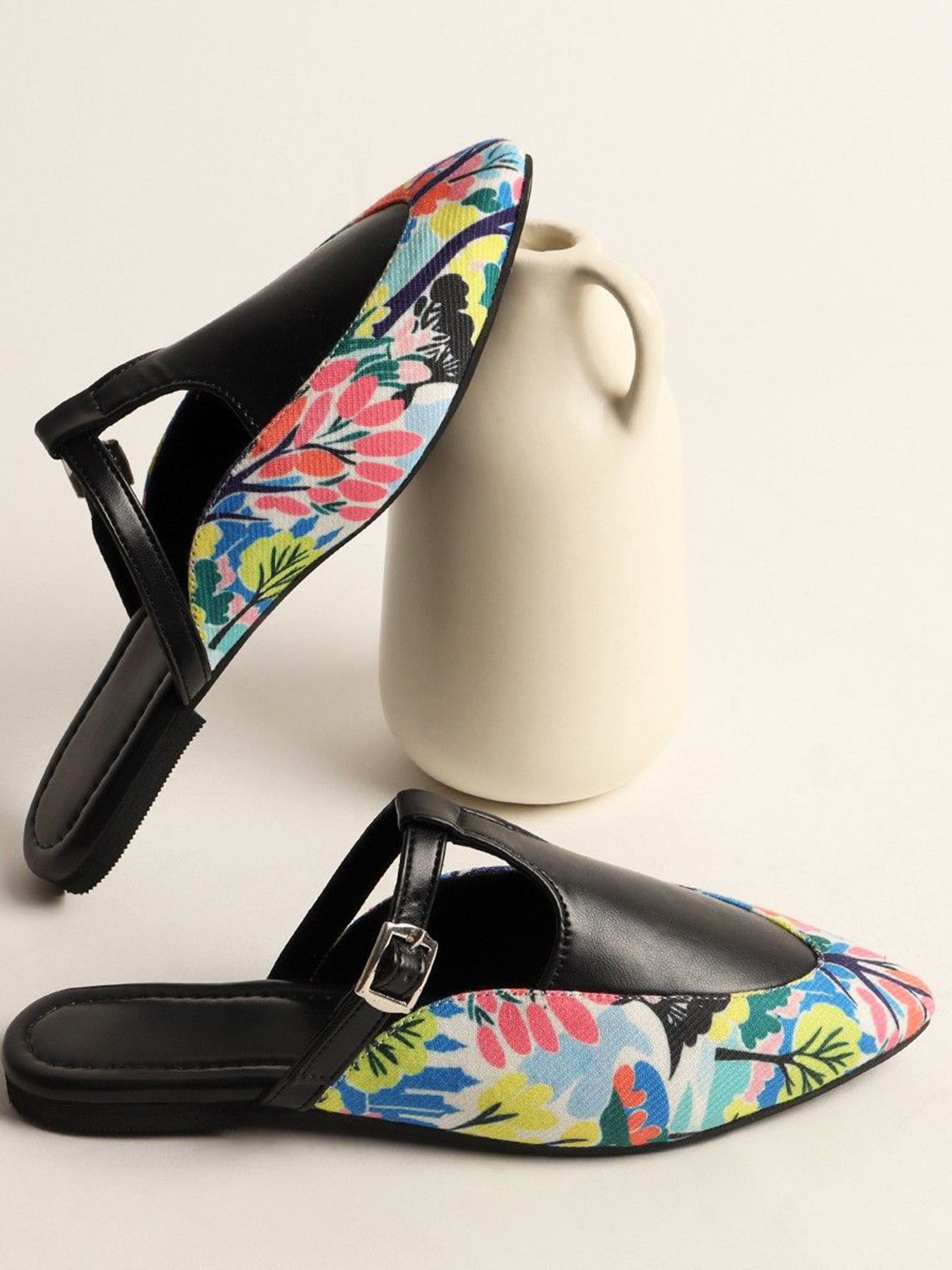 Street Style Store Women Printed Mules Flats with Western - Embellished