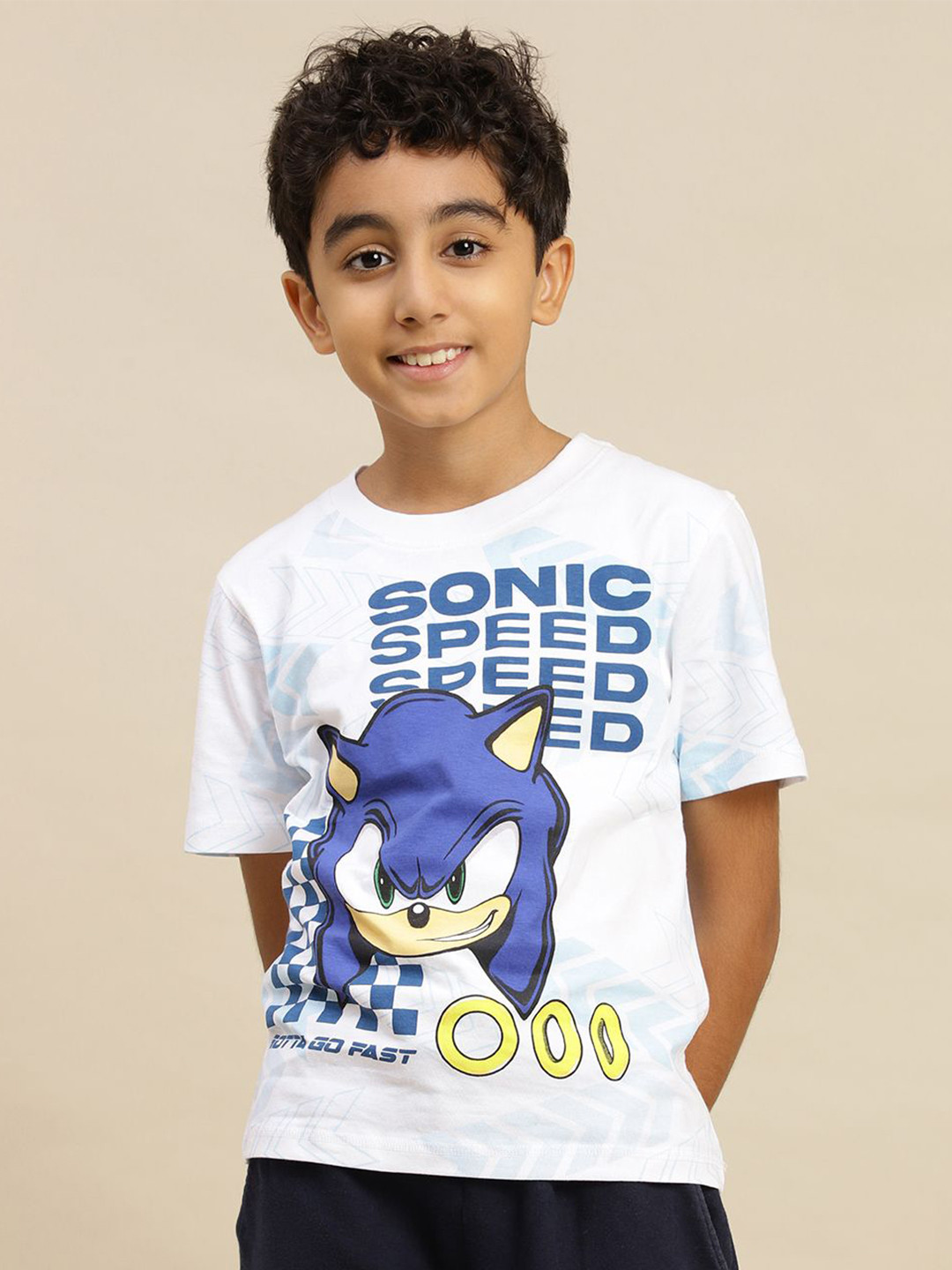 Kids Ville Boys Sonic The Hedgehog Graphic Printed Round Neck Cotton T-shirt