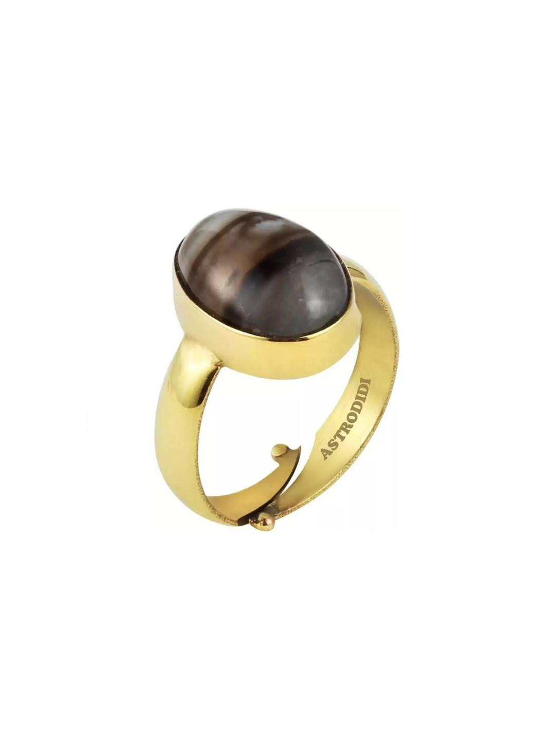GenZcomplex Gold-Plated Hakik Gemstone Studded Finger Ring