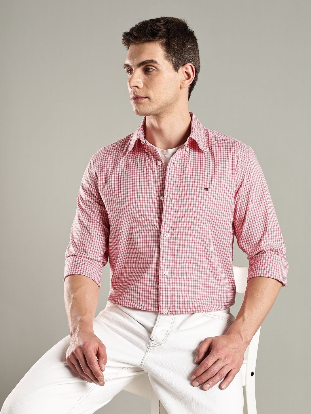 Tommy Hilfiger U.S Micro Checked Button-Down Collar Casual Shirt