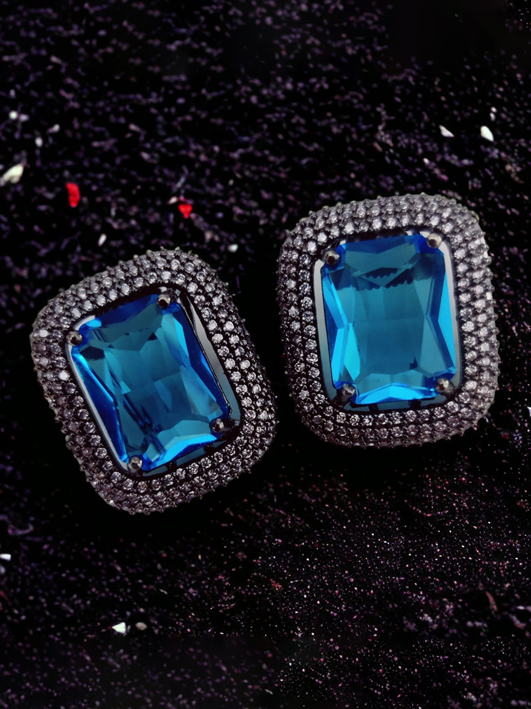 Opal Touch Crystal Studded Square Shaped Studs