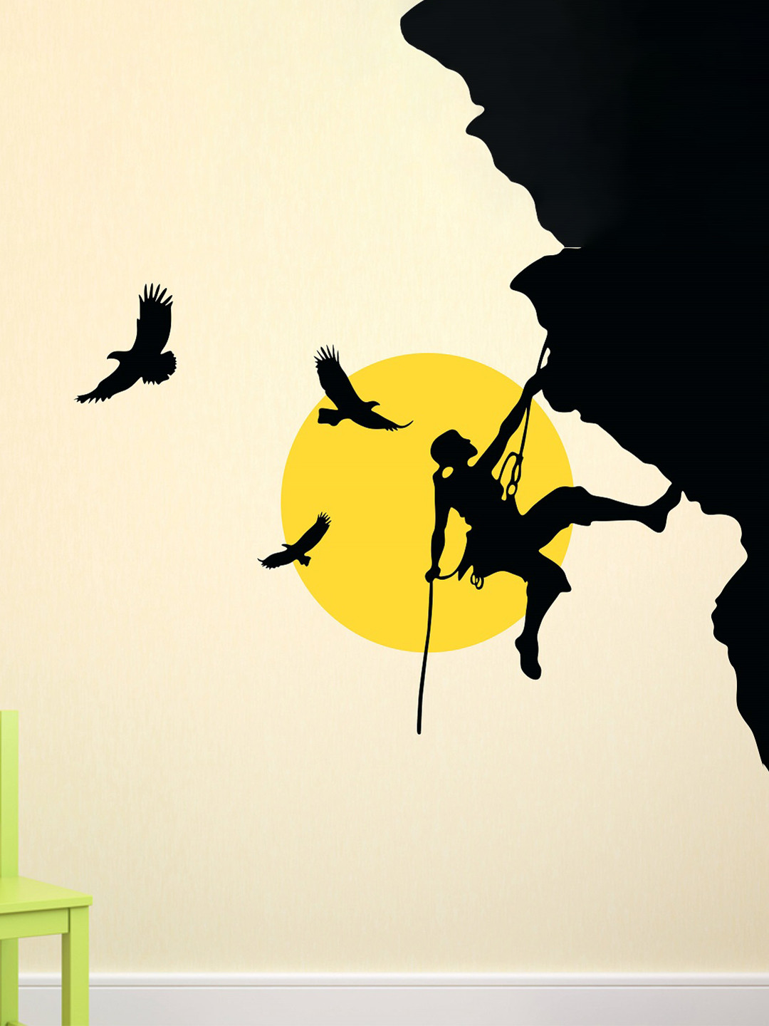 LANSTICK Black & Yellow Printed Women Hardwork Wall Sticker