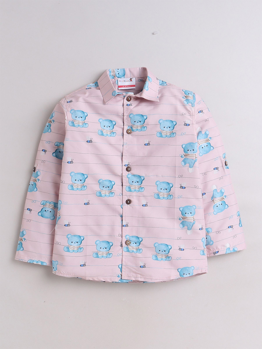BAATCHEET Boys Comfort Bear Printed Pure Cotton Casual Shirt