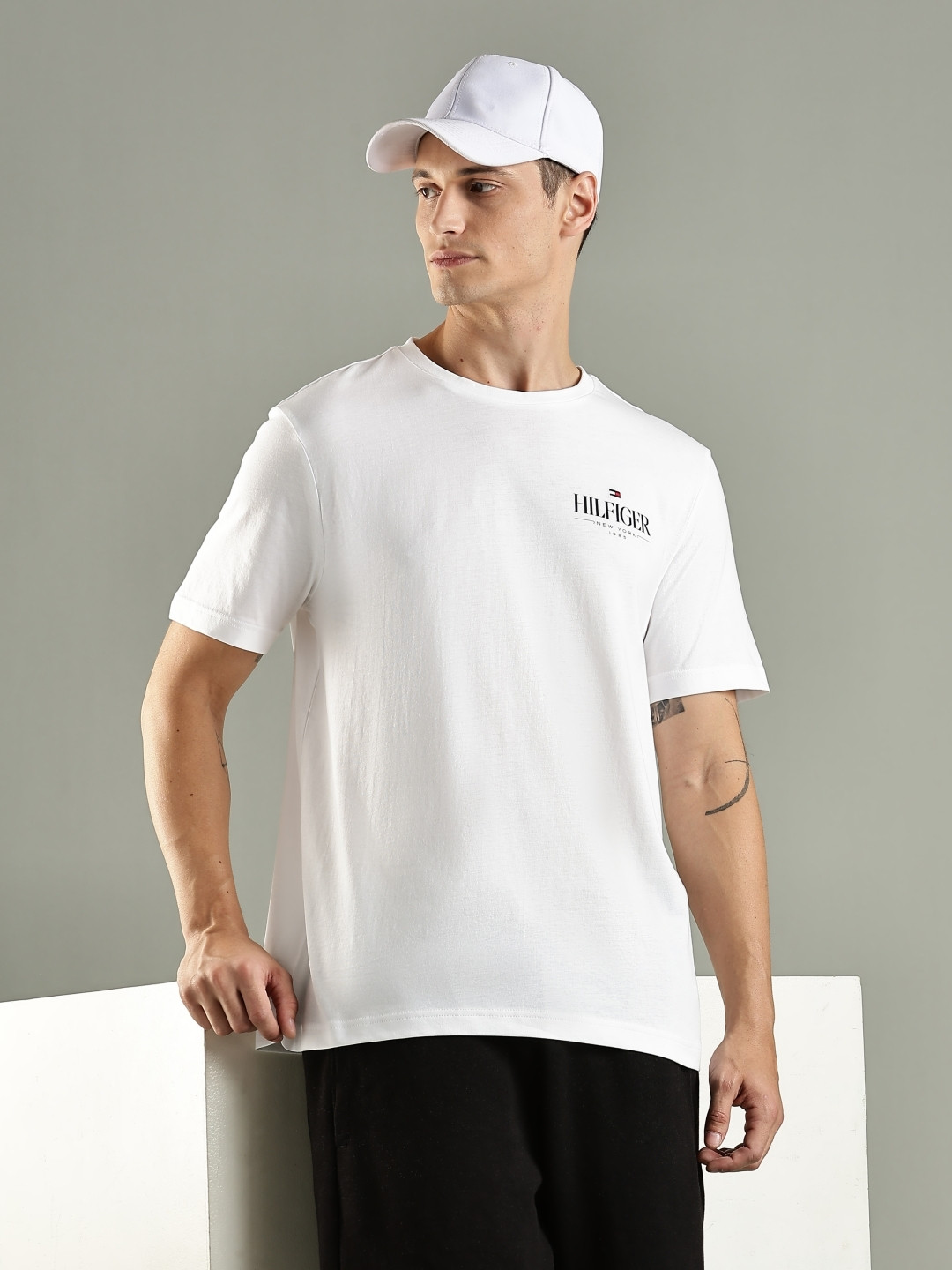 Tommy Hilfiger Europe Round Neck  Brand Logo Printed Regular Fit Cotton T-shirt