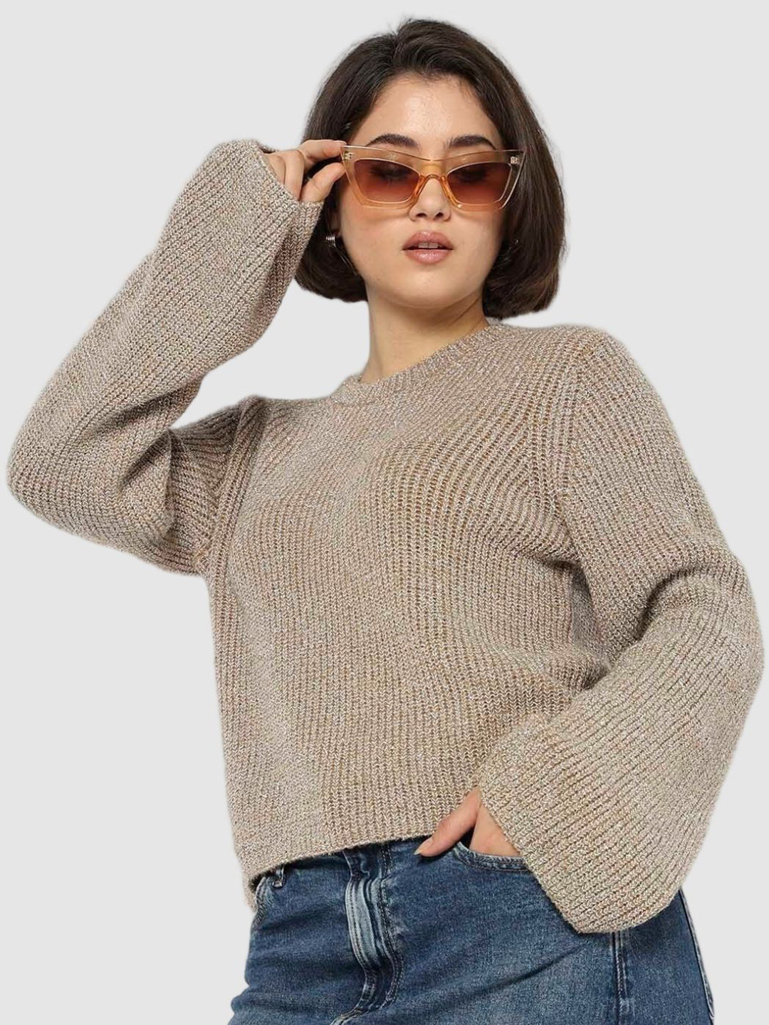 GAP Women Cable Knit Striped Round-Neck Pullover Sweater