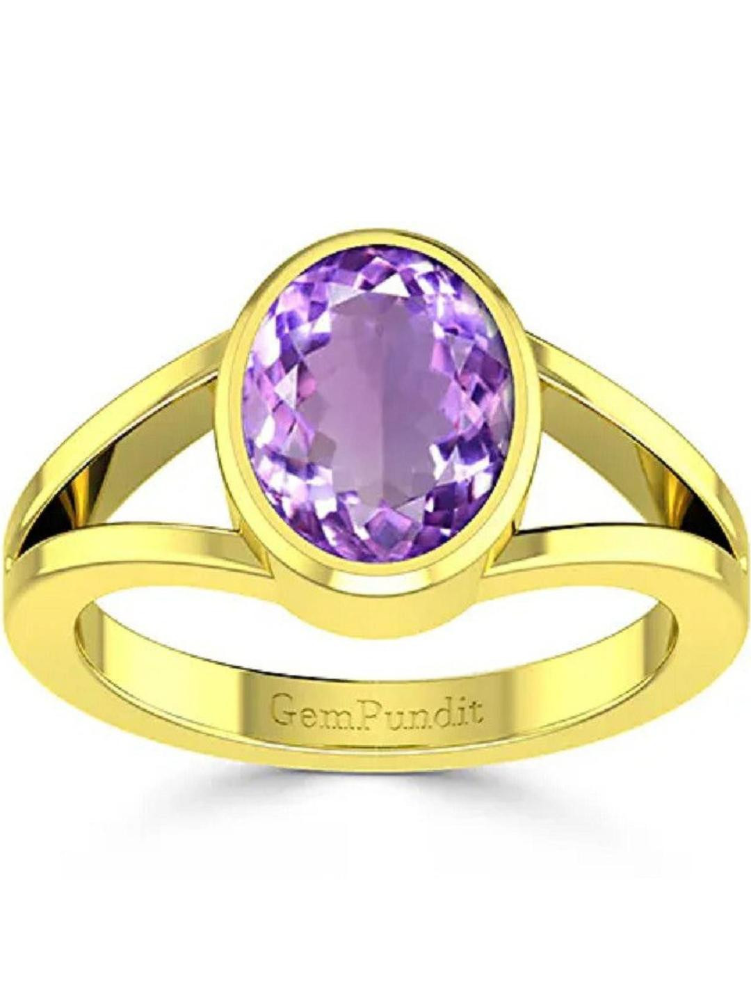 GenZcomplex Gold-Plated Copper Amethyst Finger Ring