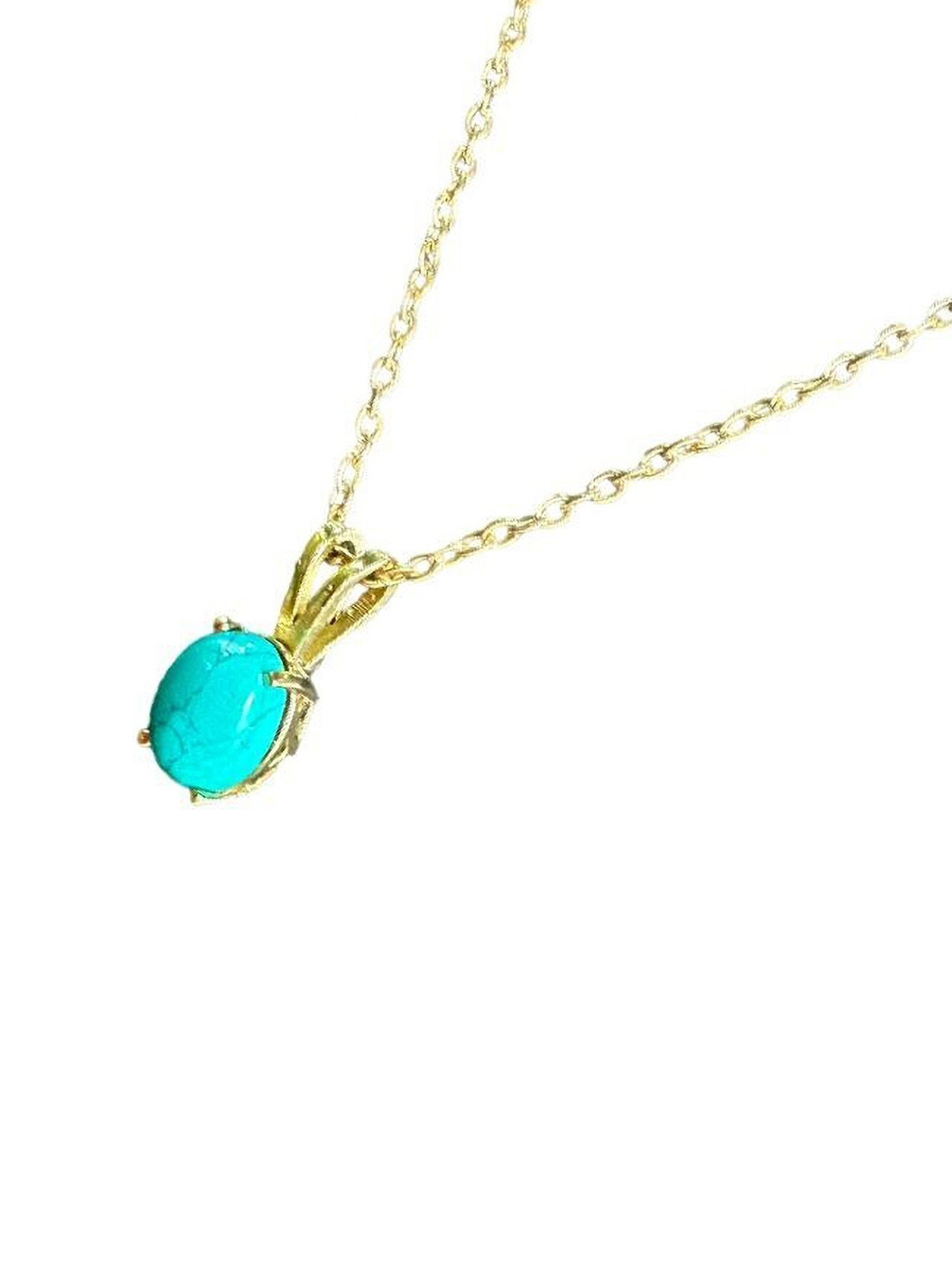 GenZcomplex Turquoise Blue Gold-Plated Oval Pendants