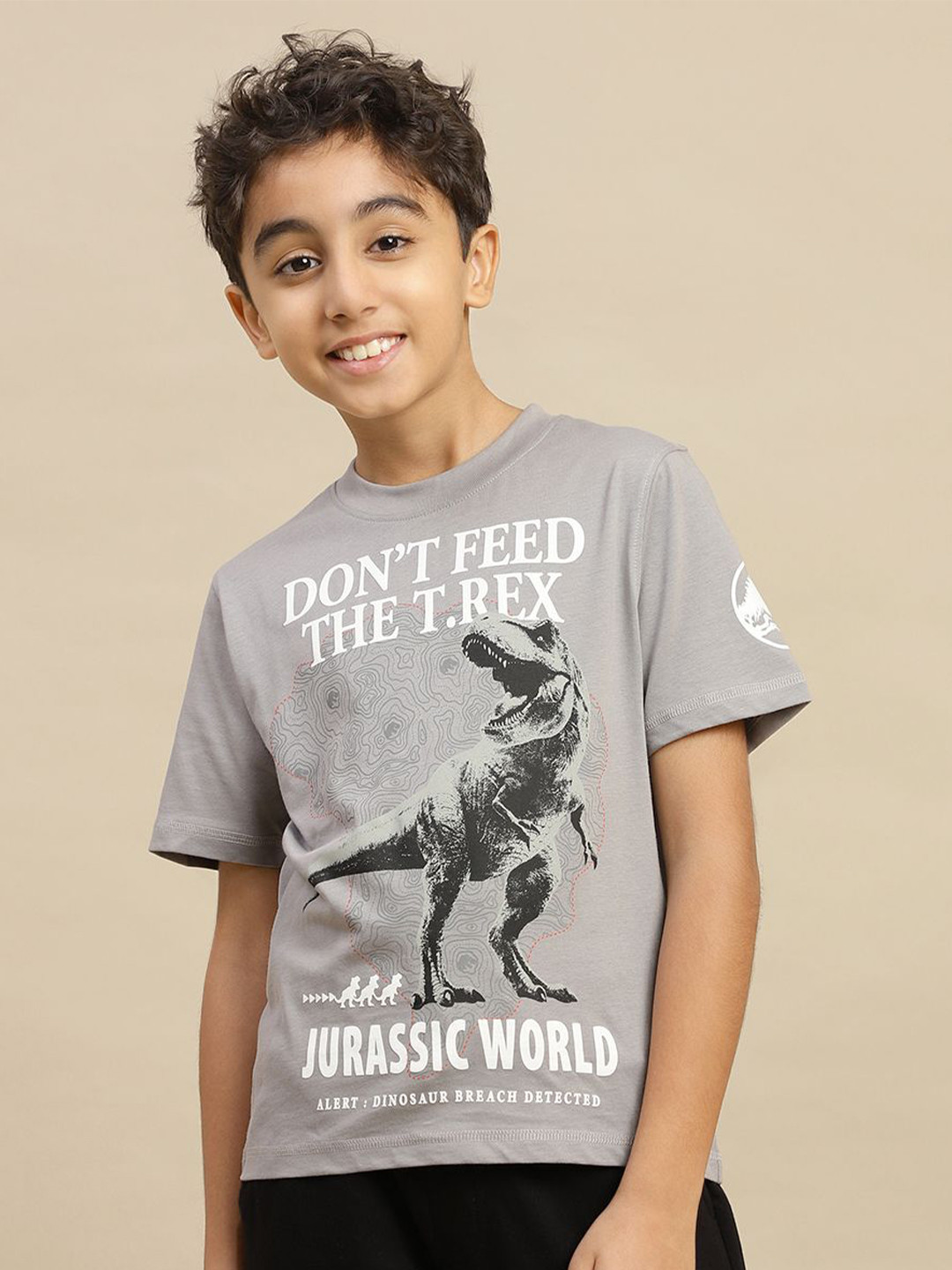 Kids Ville Boys Jurassic World Printed Round Neck Regular Fit Pure Cotton T-Shirt