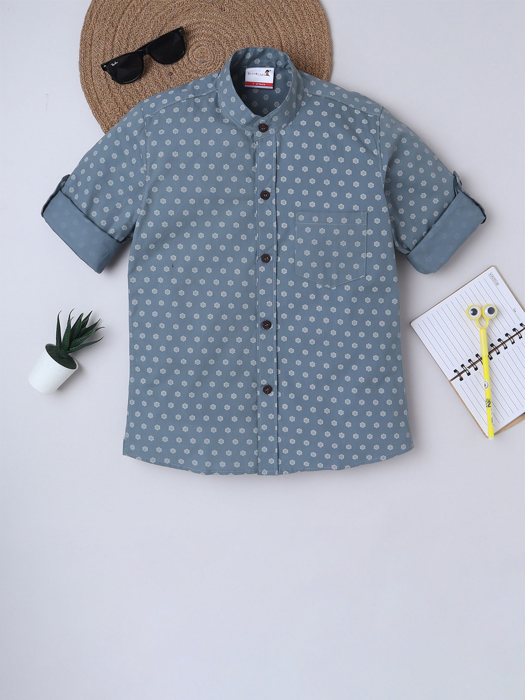 BAATCHEET Boys Comfort Fit Floral Printed Spread Collar Cotton Casual Shirt
