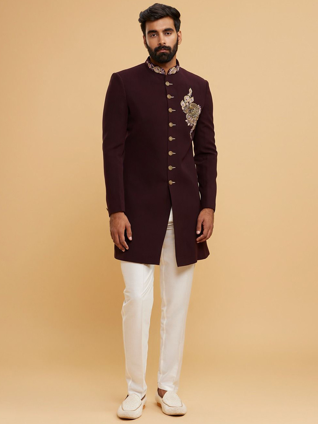 Twamev Embroidered Mandarin Collar SherwaniSet