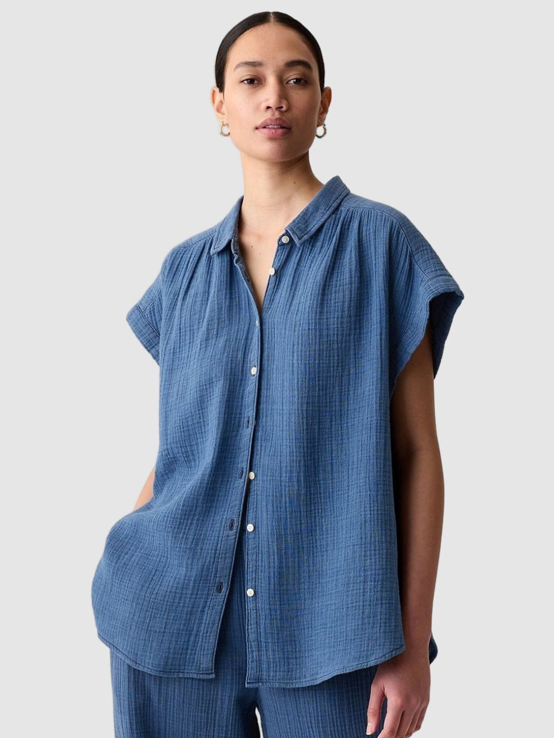 GAP Classic Crinkle Gauze Relaxed Fit Pure Cotton Shirt