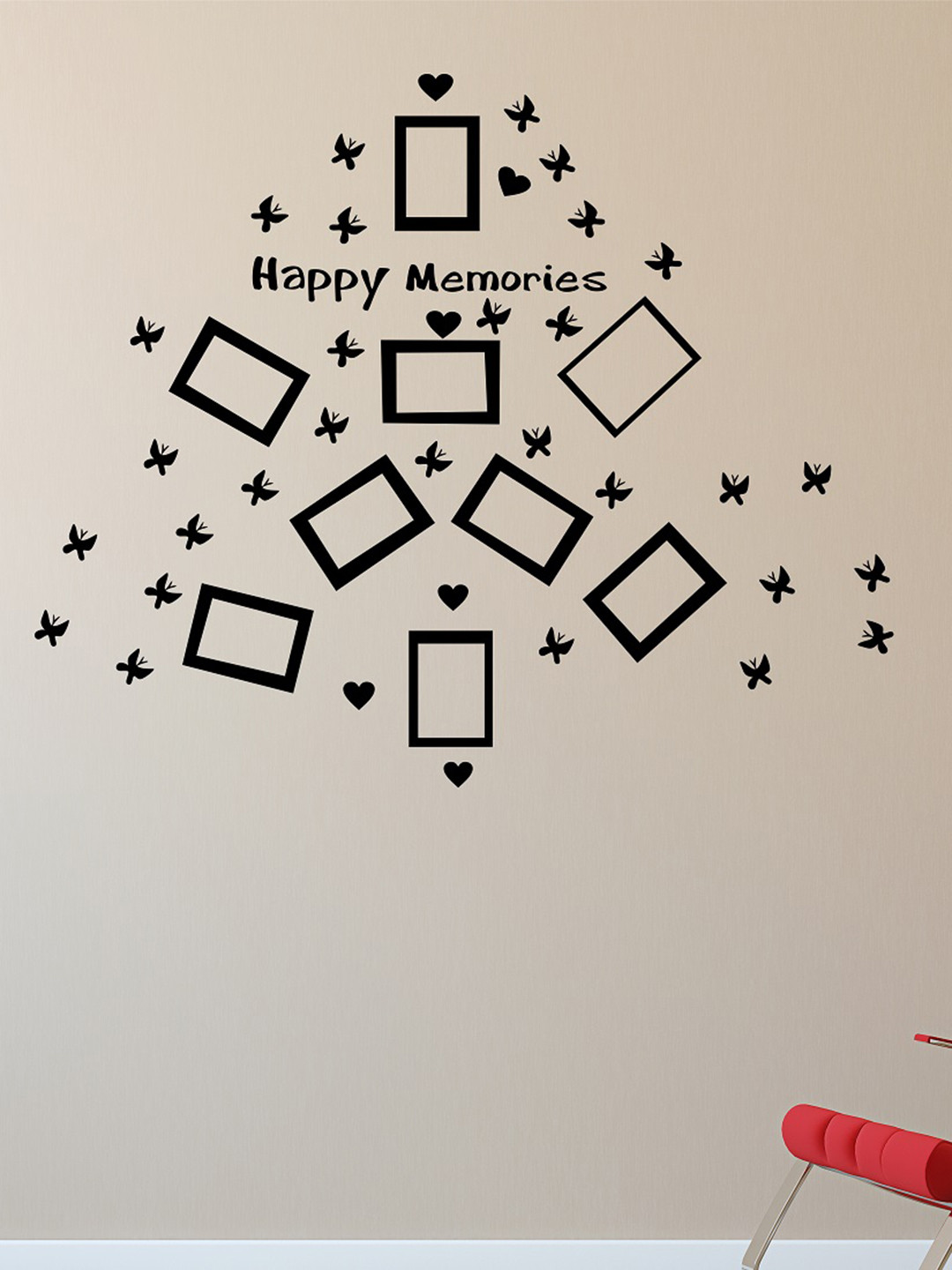 LANSTICK Black Printed Memories & Frame Wall Sticker