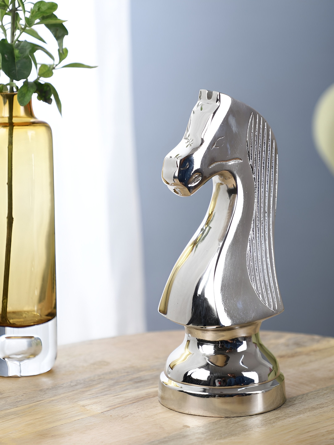 Decor de Maison Silver-Toned Chess Horse Showpiece