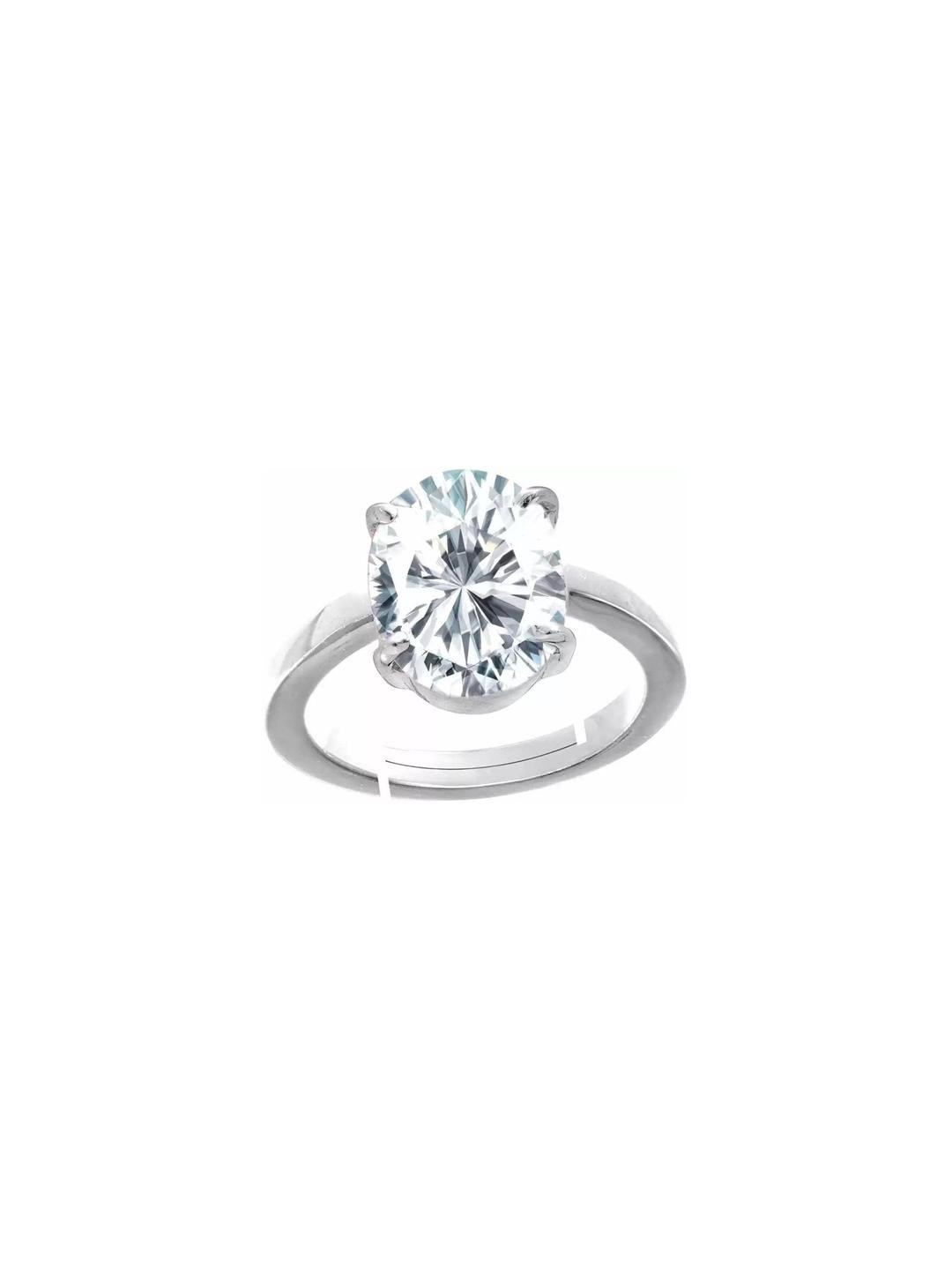 GenZcomplex Silver-Plated Zircon Studded Oval Finger Ring