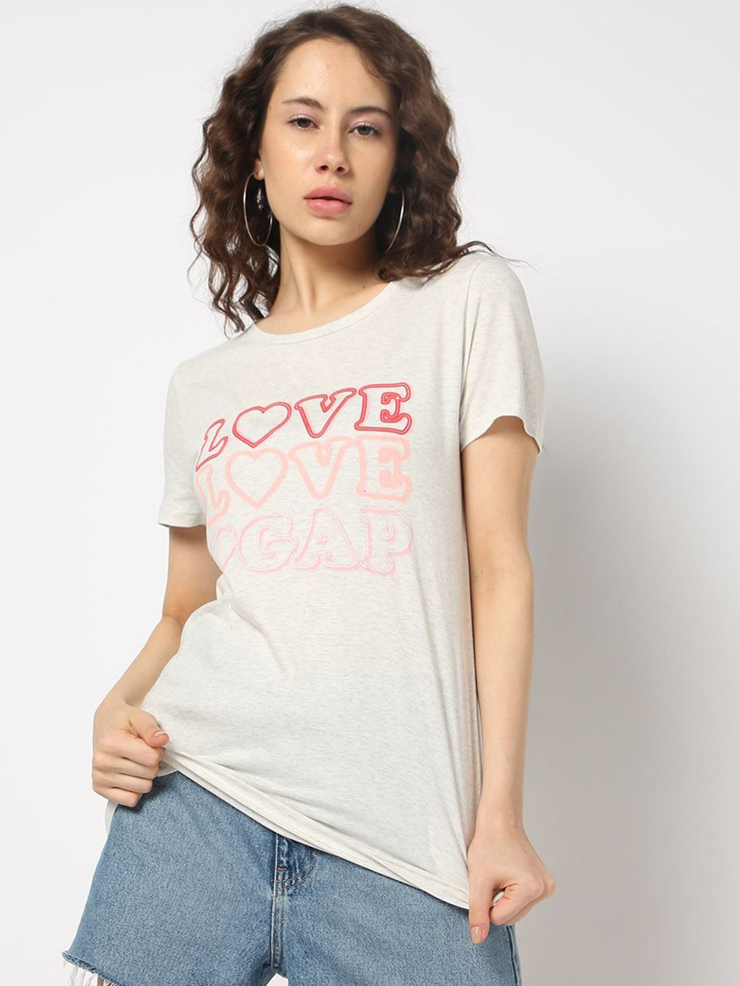 GAP Crew-Neck Love Printed Short Sleeves T-Shirt