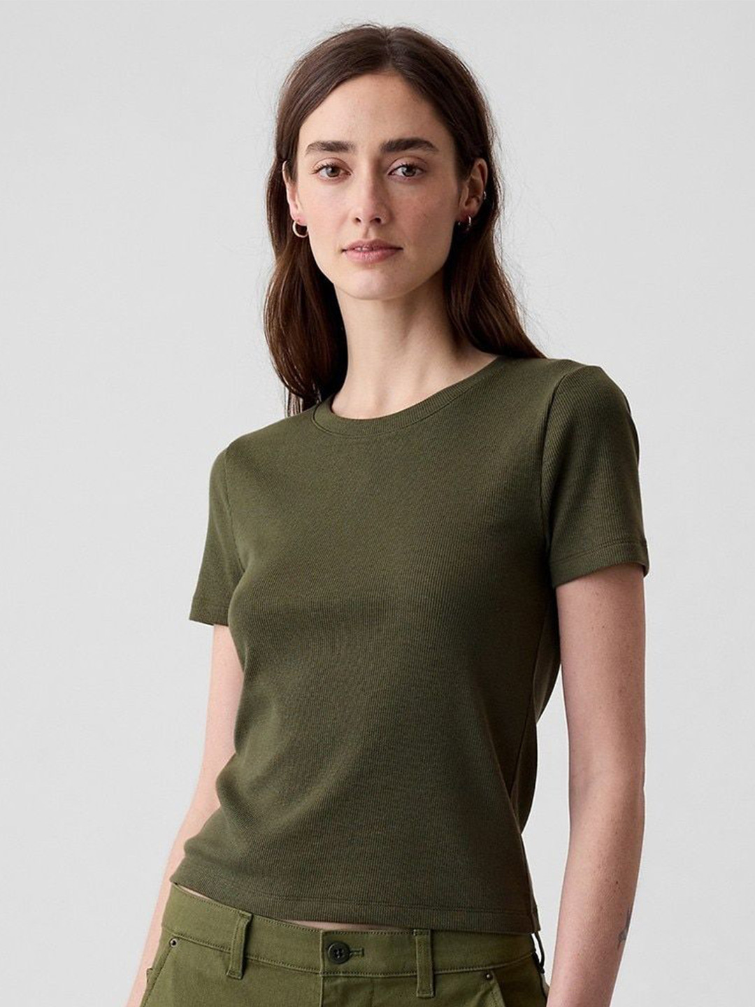 GAP Solid Ribbed Knitted Crop Top