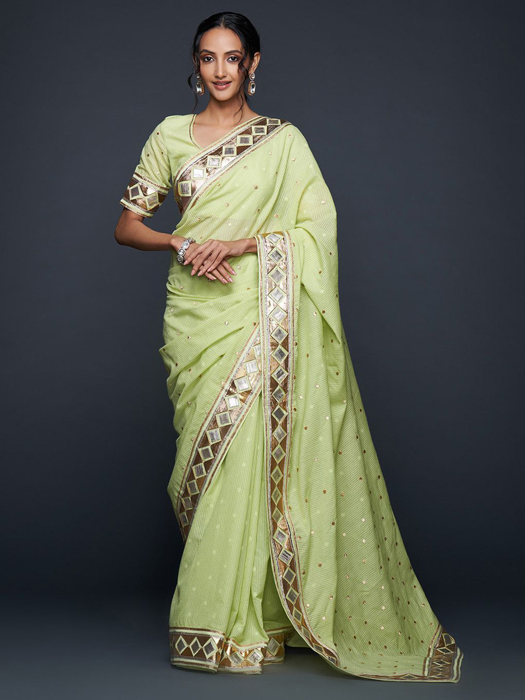 Gulabo by Abu Sandeep Embellished Gotta Patti Chanderi Saree