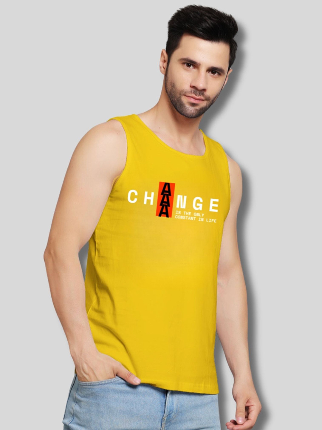 UpClothing Printed Cotton Innerwear Gym Vest UC-PV-GL|CHANGE-S