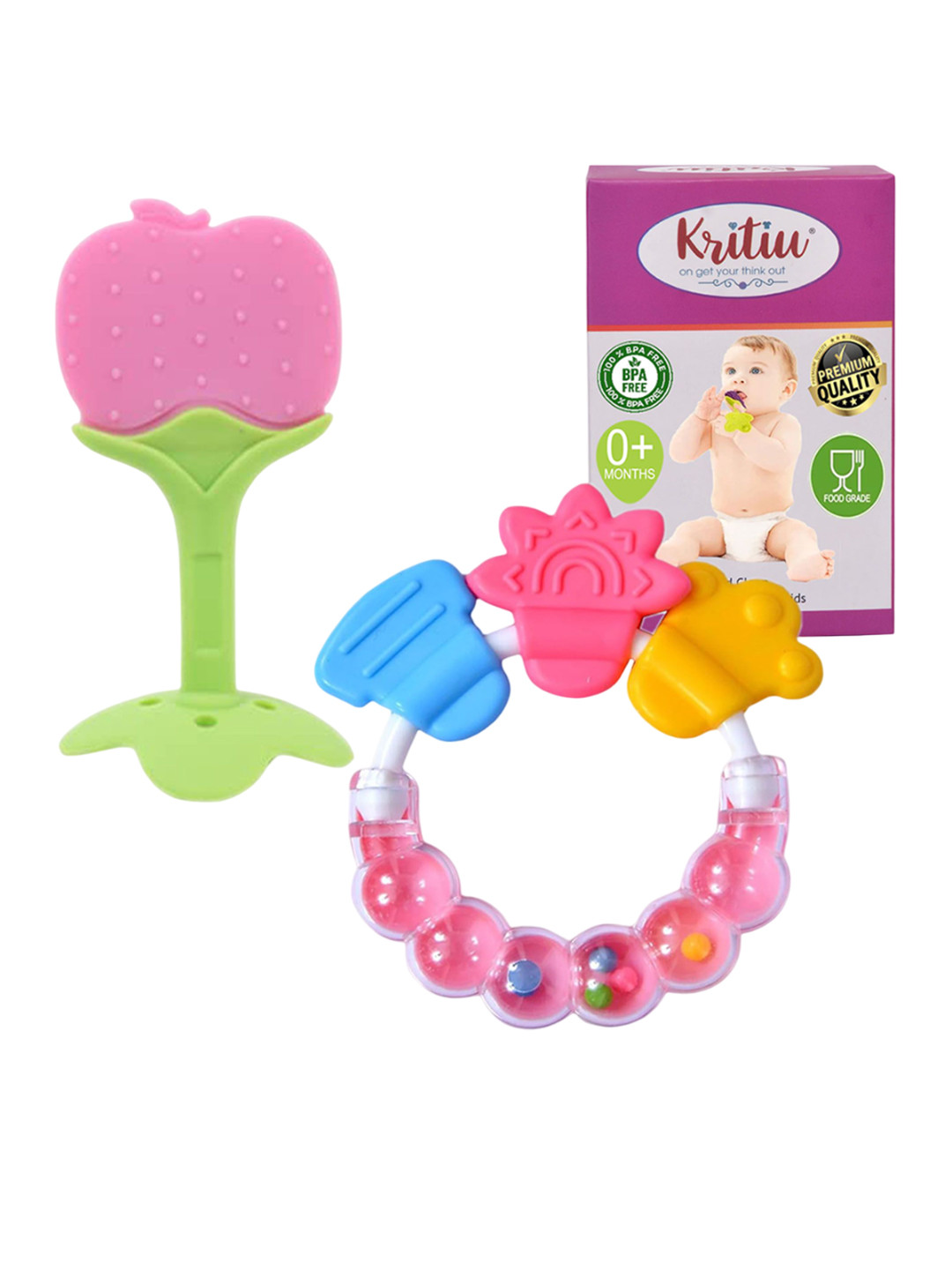 Kritiu Set Of 2 Food-Grade Silicone Baby Teether