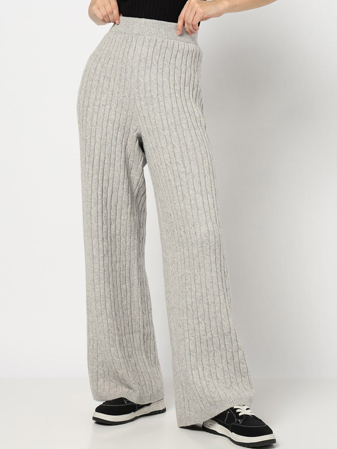 GAP Striped Cashsoft Wide-Leg Flat Knitted Trousers