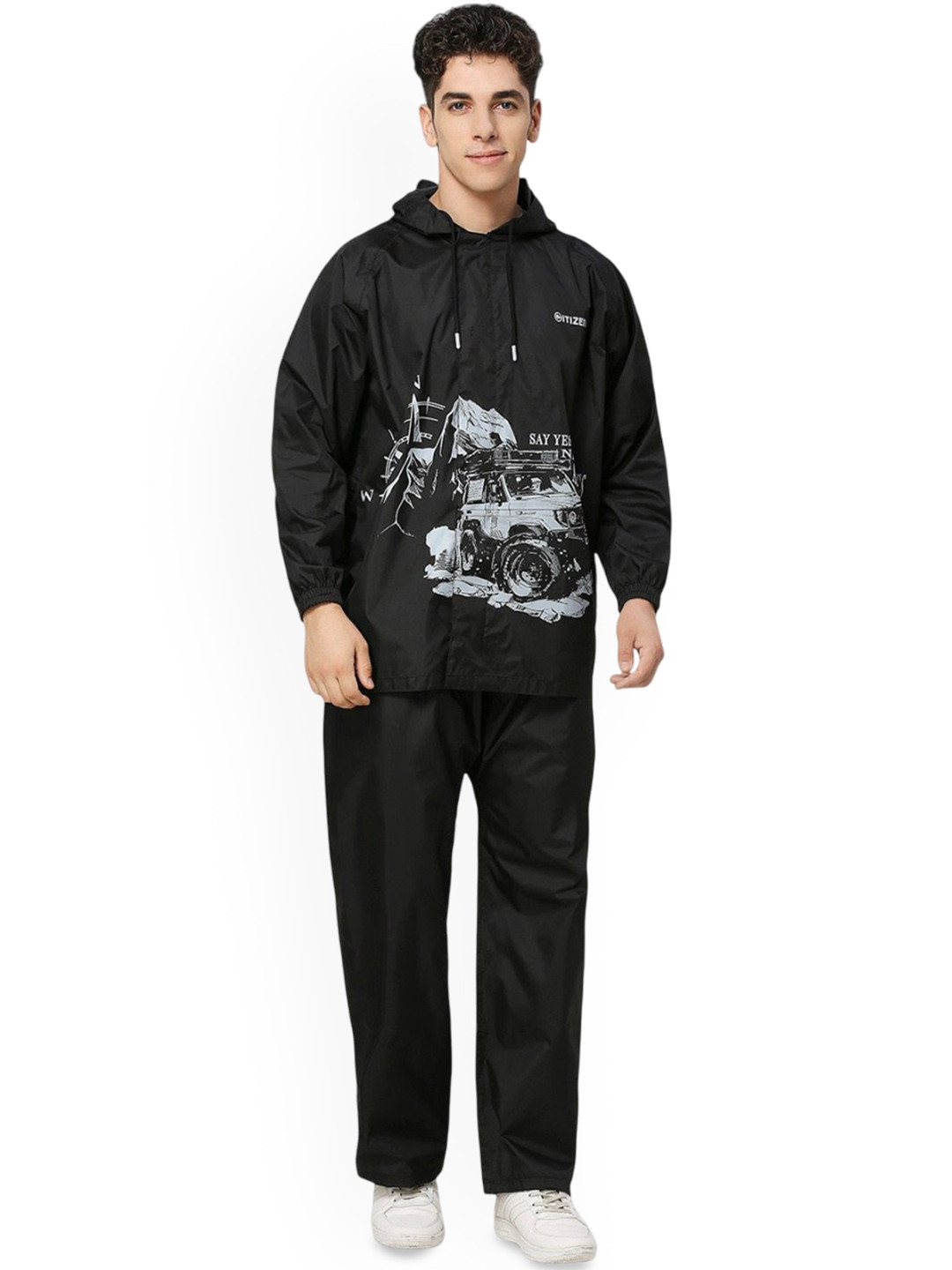 Citizen Attached Hood Double Layered Zip & Button Rain Suit