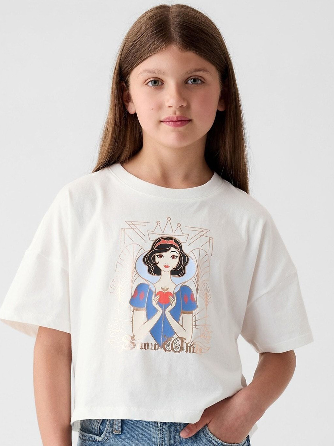 GAP Girls Graphic Print Short-Sleeve Pure Cotton Knitted T-Shirt