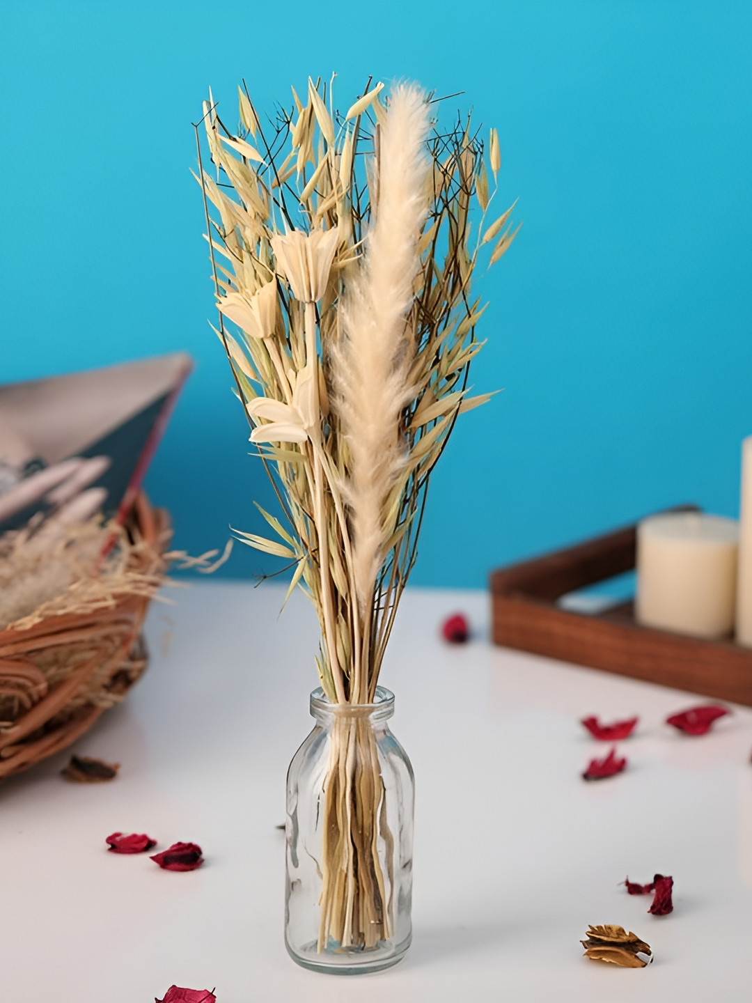Decor de Maison Beige & Transparent Liliana Dried Floral Bunny Tail Showpiece