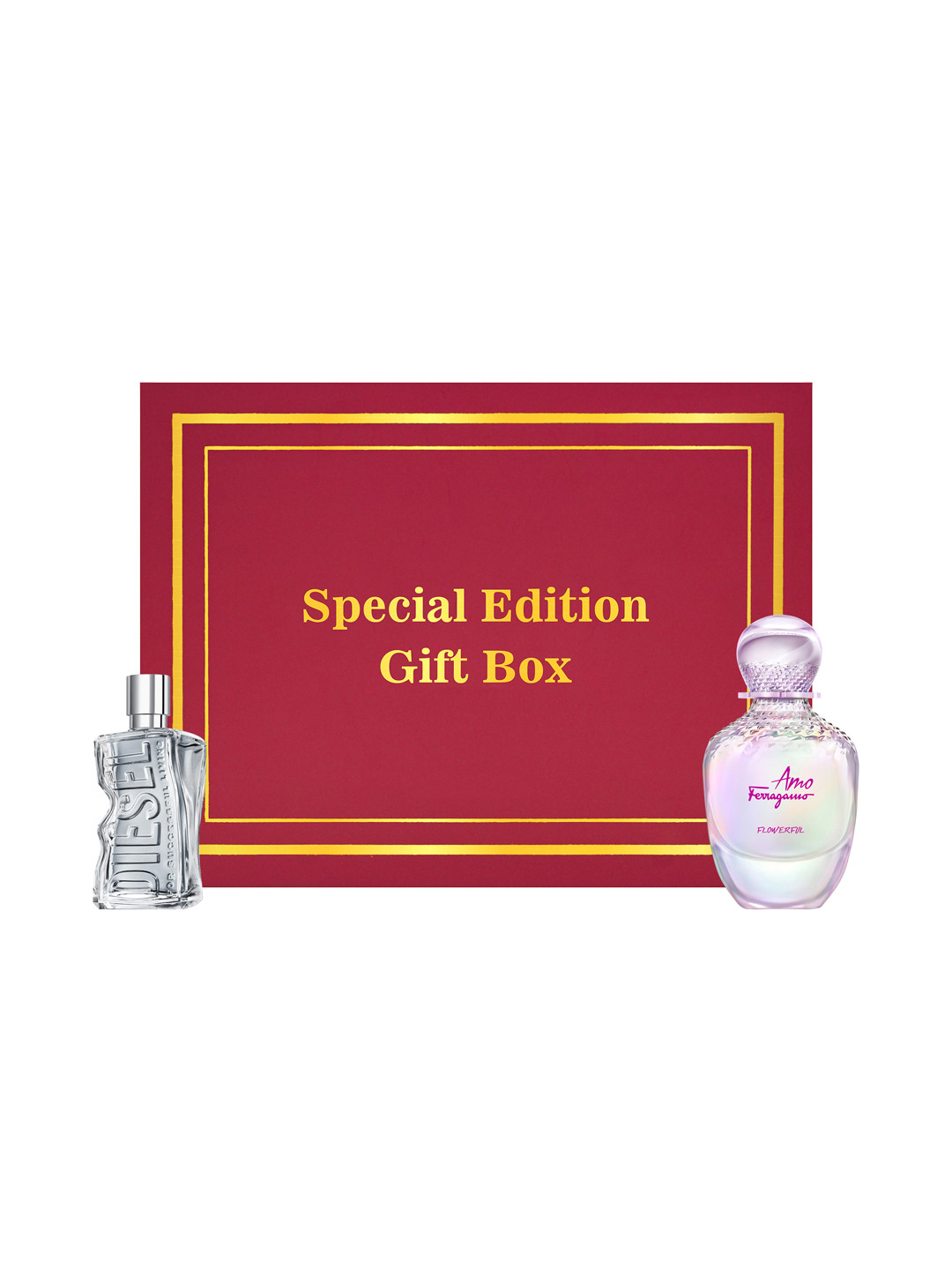 Salvatore Ferragamo Set Of 2 Diesel D5 EDT-50ml & Amo Flowerful EDP Gift Set -100ml