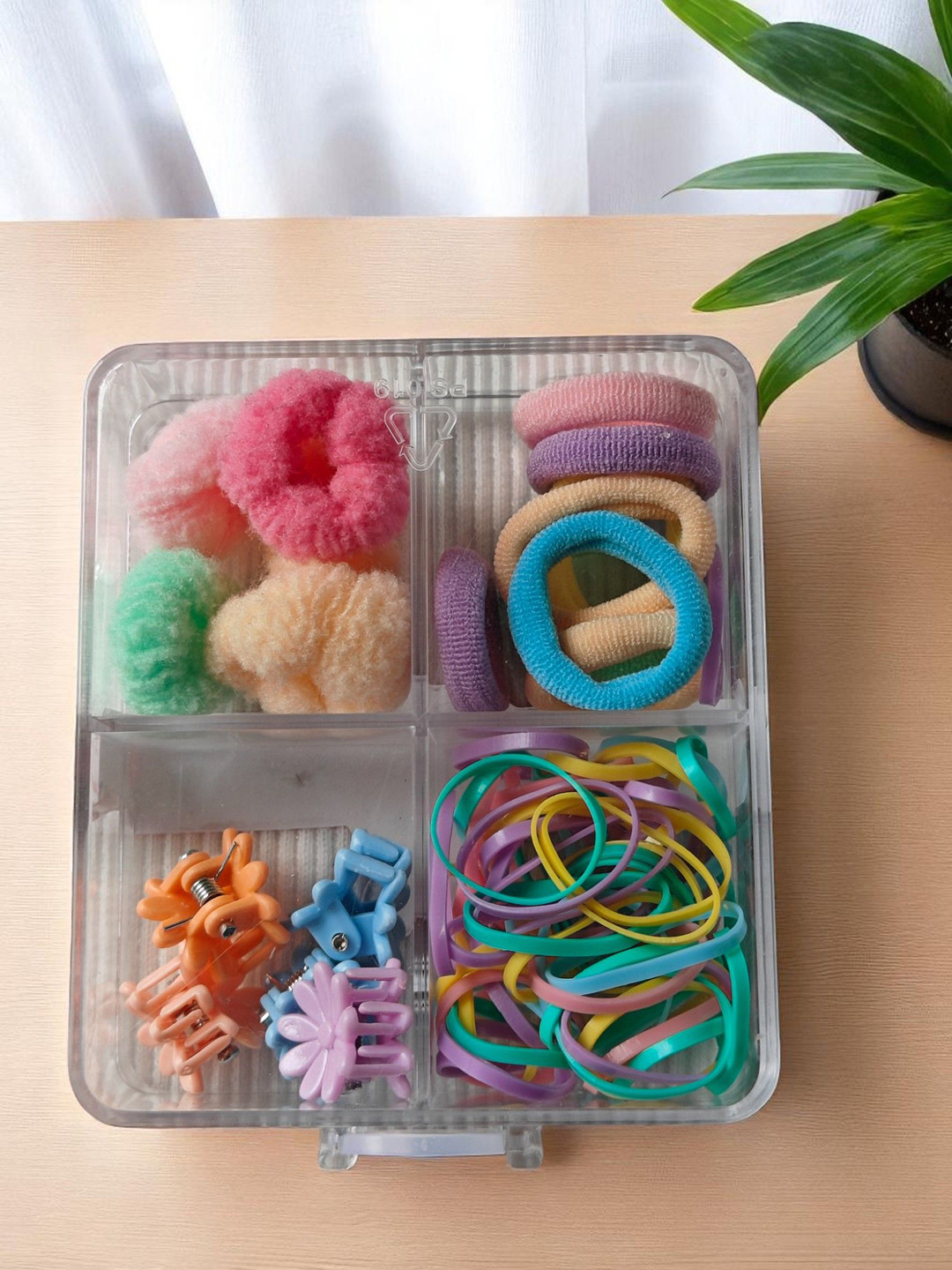 LYTIX Girls Pack Of 30 Soft Elastic Bands Hair Ties & Mini Claw Clips  Hair Accessory Set